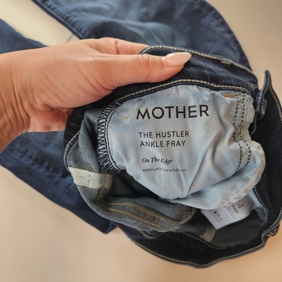 Mother The Hustler Ankle Fray Jeans Dark Wash Womens Size 24/0 High Rise - Picture 5 of 10